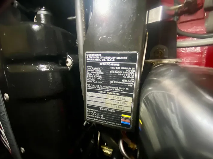 Tude Yacht Photos Pics 1995 Sunseeker Apache 45 engine specifications label close-up