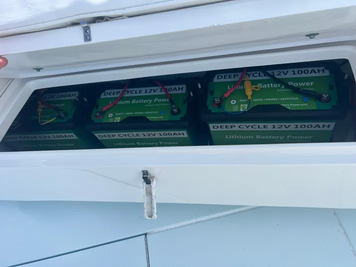  Yacht Photos Pics Deep cycle 12V 100AH lithium batteries in Contender 32 ST, 2019 model.