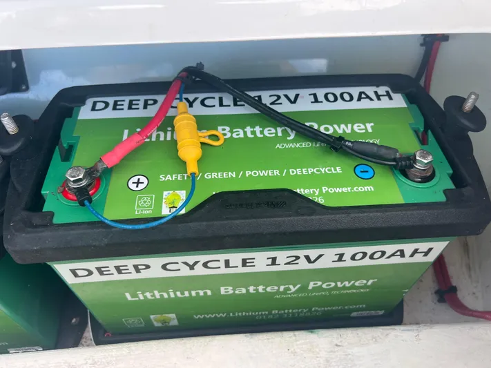  Yacht Photos Pics Deep cycle 12V 100AH lithium battery in a 2019 Contender 32 ST boat.