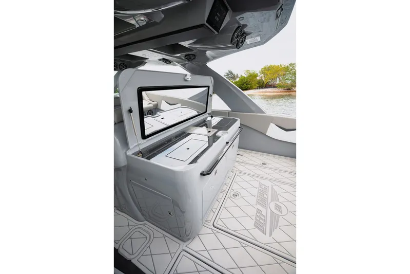  Yacht Photos Pics 2026 Deep Impact 499 Sport boat interior with sleek design and modern amenities.