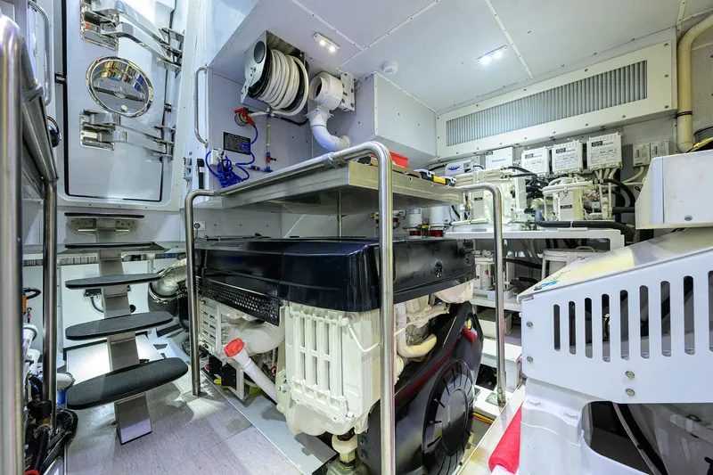 Indigo Yacht Photos Pics Engine room of 2018 Coastal Craft Concord 65 yacht, featuring advanced machinery and equipment.