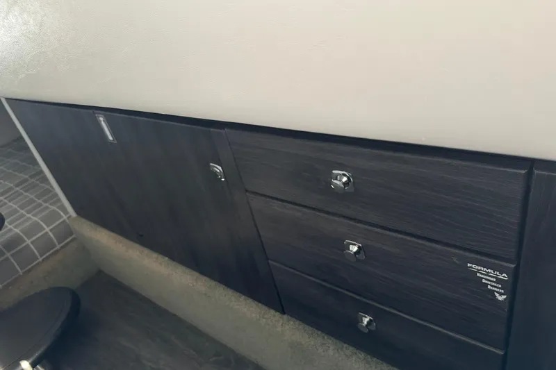  Yacht Photos Pics Interior storage cabinets in 2021 Formula 350 Crossover Bowrider OB boat.