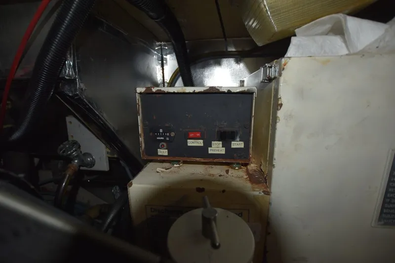 My Love Yacht Photos Pics Control panel in the engine room of a 1993 Ocean Yachts 44 Aft Cabin.