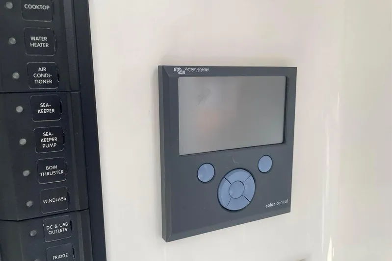 O-m-g Yacht Photos Pics Control panel with buttons and display on 2023 MJM 3 boat.