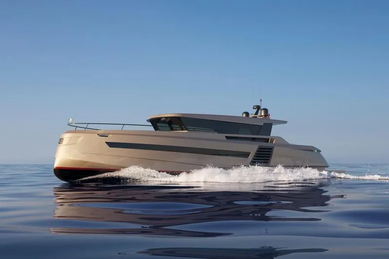  Yacht Photos Pics Modern Glacier 68 yacht cruising on calm ocean waters, 2026 model.