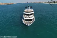 Aerial view of 2024 Custom 29m Charter MY yacht on open water.