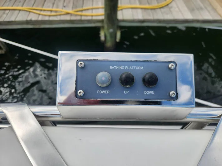 Pinnacle Yacht Photos Pics Control panel for bathing platform on 2023 Hallberg-Rassy 57 yacht.