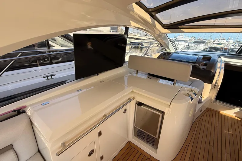 Helios Yacht Photos Pics Interior of 2010 Sunseeker Predator 60 yacht with modern amenities and sleek design.