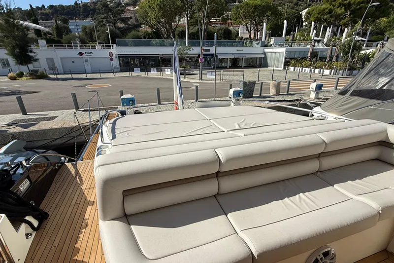 Helios Yacht Photos Pics Luxurious Sunseeker Predator 60 yacht, 2010 model, featuring spacious sunbathing deck.