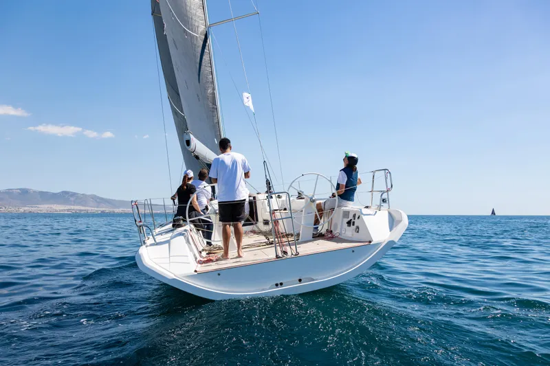  Yacht Photos Pics 2023 Italia Yachts IY11.98 Bellissima sailing with crew on open sea.