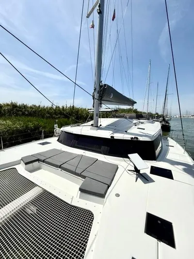  Yacht Photos Pics 2022 Fountaine Pajot Elba 45 catamaran with spacious deck and modern design.