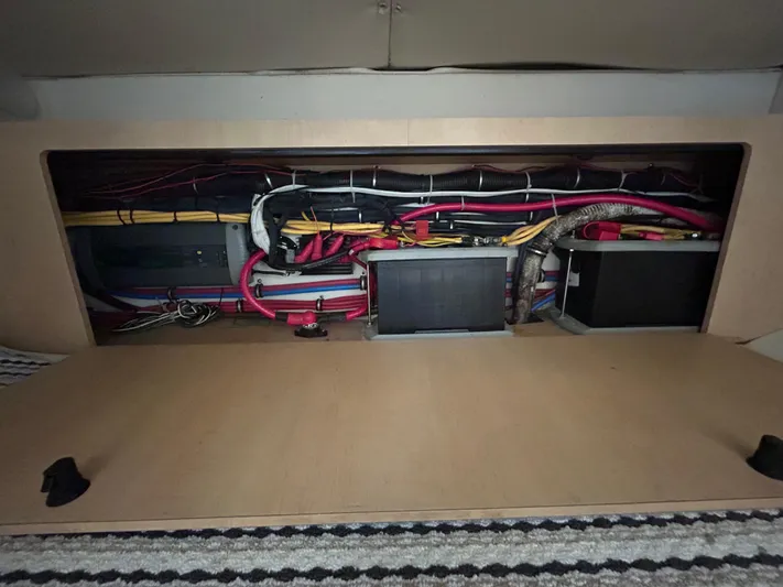 Good Sport Yacht Photos Pics Electrical wiring and components inside a 2011 Hydra-Sports 3000 VX boat compartment.