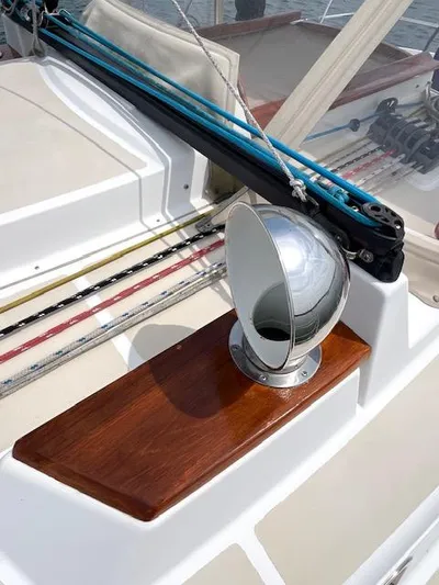 Force 10 Yacht Photos Pics Tartan 3400 sailboat deck detail with chrome vent and rigging, 2008 model.