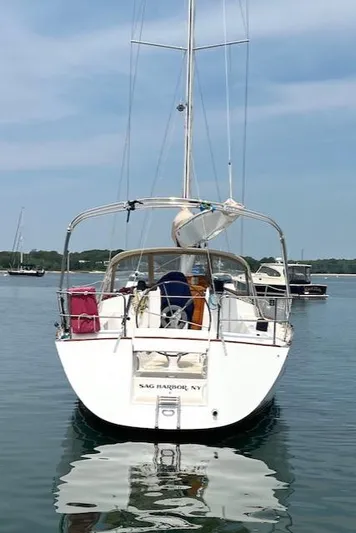 Force 10 Yacht Photos Pics Sailboat Tartan 3400, 2008 model, docked in Sag Harbor, NY, on a calm day.
