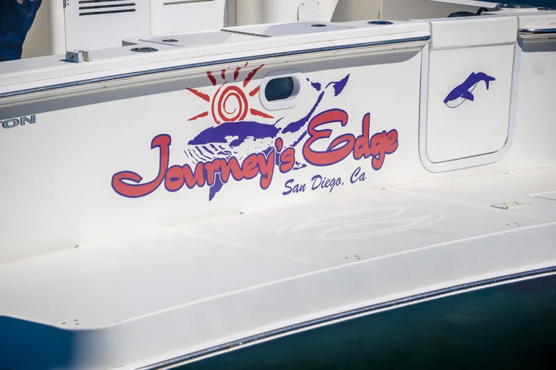 Journeys Edge Yacht Photos Pics 2007 Silverton 36 Convertible boat with "Journey's Edge" logo, San Diego, CA.