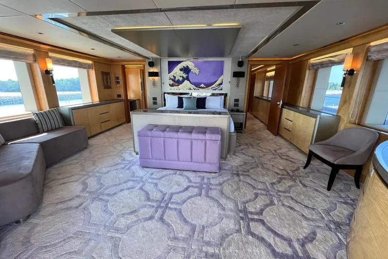 Sehamia Yacht Photos Pics Luxurious interior of 2018 Gulf Craft Majesty 155 yacht, featuring elegant decor and spacious design.