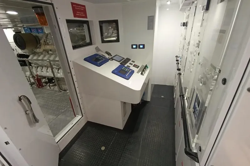 Sehamia Yacht Photos Pics Engine room control panel of 2018 Gulf Craft Majesty 155 yacht.