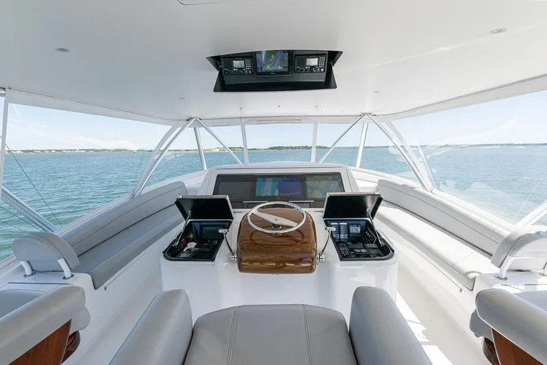 Sea I Sea Yacht Photos Pics 2017 Viking 72 Convertible yacht helm with panoramic ocean view.