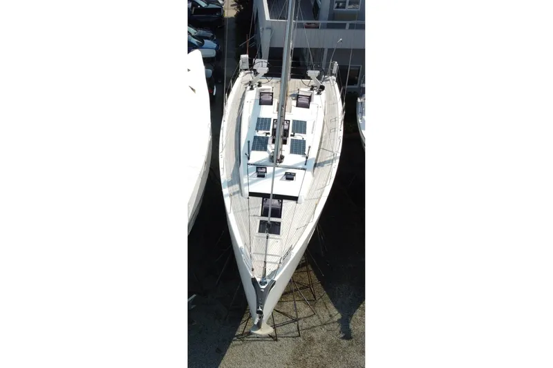 Abide Yacht Photos Pics Overhead view of 2018 X-Yachts X4.9 sailboat in dry dock.