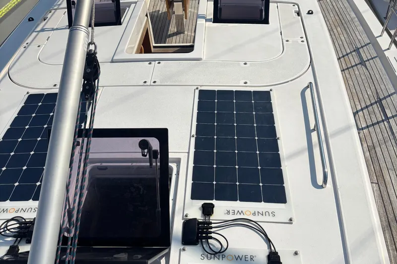 Abide Yacht Photos Pics 2018 X-Yachts X4.9 sailboat deck with SunPower solar panels.