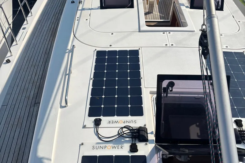 Abide Yacht Photos Pics 2018 X-Yachts X4.9 sailboat deck with SunPower solar panels installed.