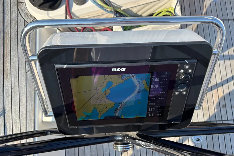 Abide Yacht Photos Pics B&G navigation system on 2018 X-Yachts X4.9 sailboat, displaying nautical chart.