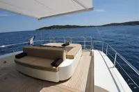 Luxurious 2008 Arno Leopard 27 yacht deck with sun loungers and ocean view.