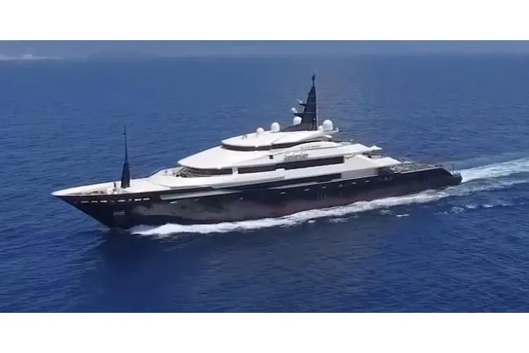 Alfa Nero Yacht Photos Pics Luxurious 2007 Oceanco 269' yacht cruising on open sea.