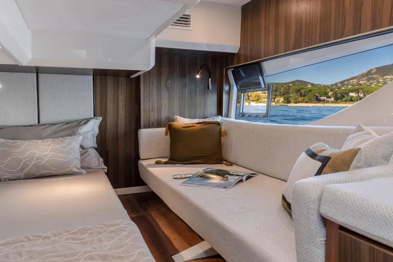  Yacht Photos Pics Luxurious interior of 2026 Marex 440 Gourmet Cruiser with scenic ocean view.