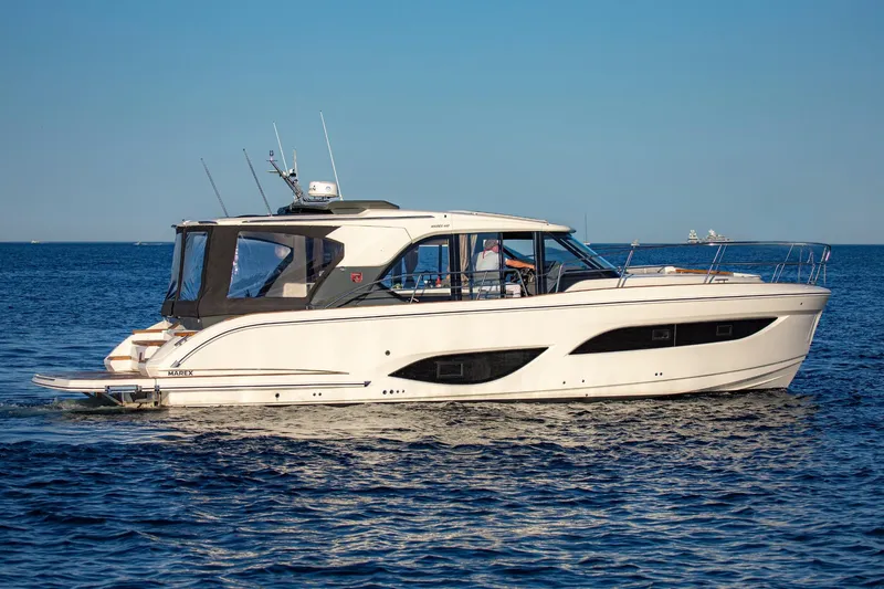  Yacht Photos Pics 2026 Marex 440 Gourmet Cruiser yacht on open water, side view.