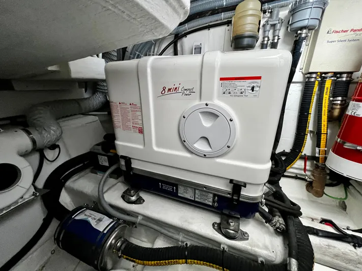  Yacht Photos Pics Engine room of 2021 Galeon 425 HTS with Fischer Panda generator.