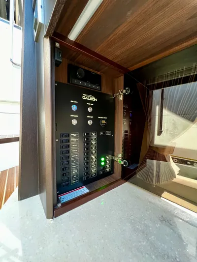  Yacht Photos Pics Electrical control panel of Galeon 425 HTS yacht, 2021 model.