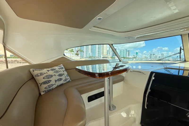  Yacht Photos Pics Interior of 2014 Tiara Yachts 4500 Sovran with city skyline view.