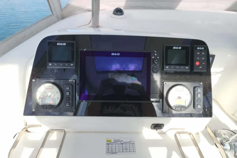  Yacht Photos Pics Control panel of a 2020 Lagoon 42 catamaran with B&G navigation equipment.