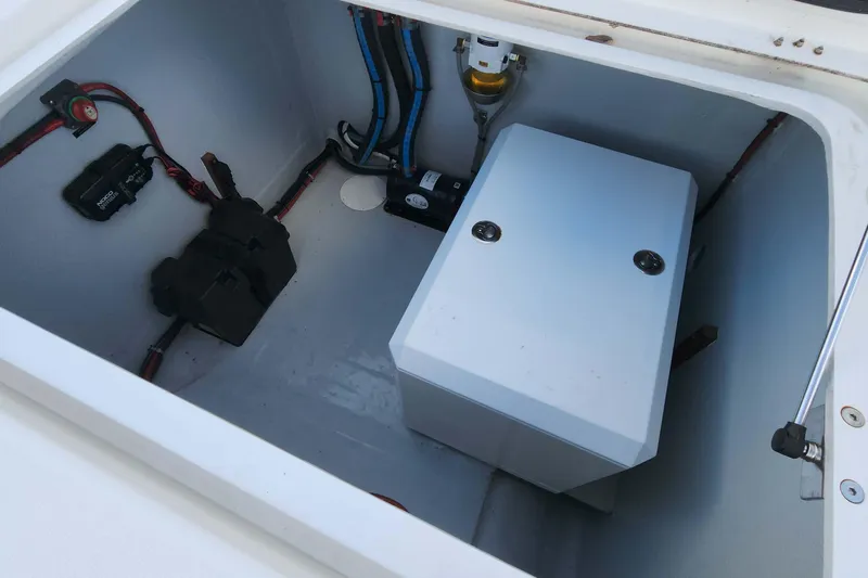  Yacht Photos Pics Electrical compartment of a 2020 Lagoon 42 catamaran with wiring and components.