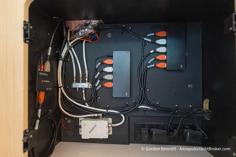 Qss Century Yacht Photos Pics Electrical panel of 2024 Regal 36 XO yacht with organized wiring and connectors.