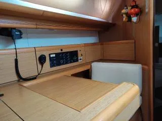 Miss Elli Yacht Photos Pics Interior of 2009 Jeanneau Sun Odyssey 44i yacht with navigation station.