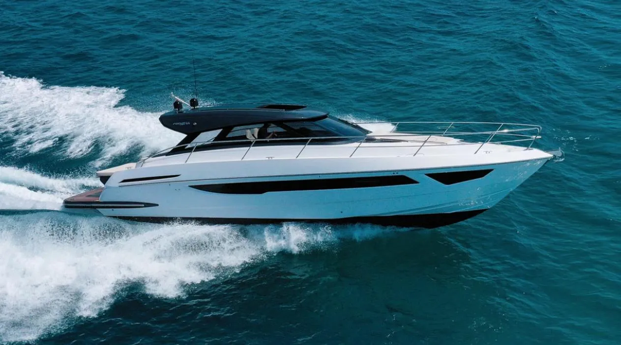 2026 Focus Power 44 yacht cruising on open sea.