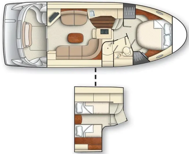 Psalm Waters Yacht Photos Pics Floor plan of a 2012 Meridian 341 Sedan Bridge yacht, featuring spacious interior layout.