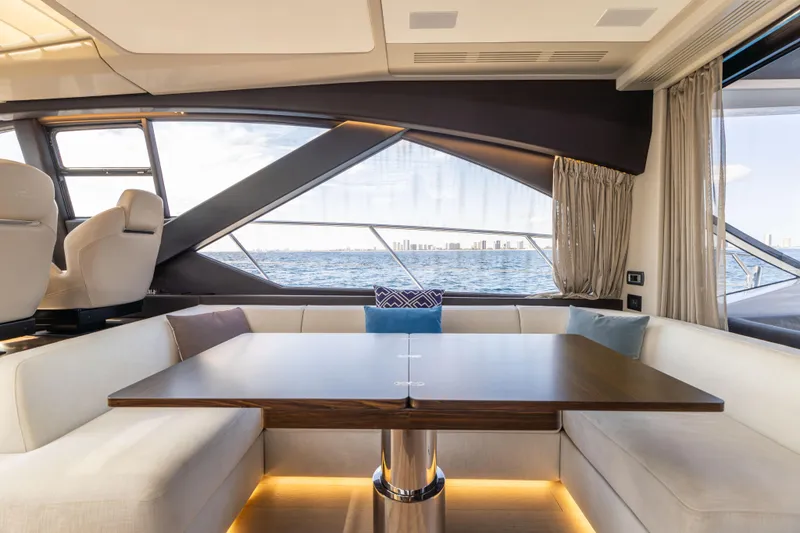  Yacht Photos Pics Luxurious interior of 2021 Azimut S6 Sportfly yacht with ocean view.