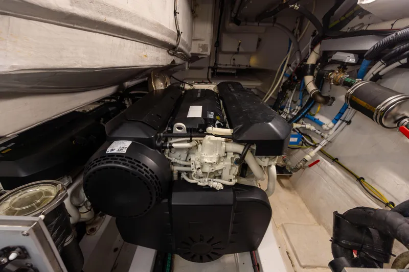  Yacht Photos Pics Engine room of 2021 Azimut S6 Sportfly yacht, showcasing advanced machinery and components.