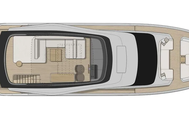  Yacht Photos Pics Top view of 2026 Cranchi 62 yacht layout, featuring spacious deck and seating areas.