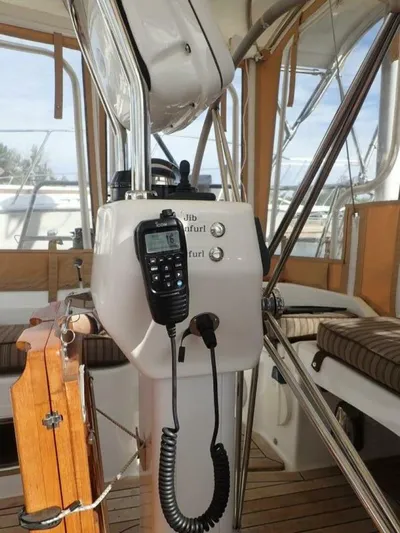  Yacht Photos Pics Sailboat cockpit with radio and controls, Tartan 4300, 2011 model.