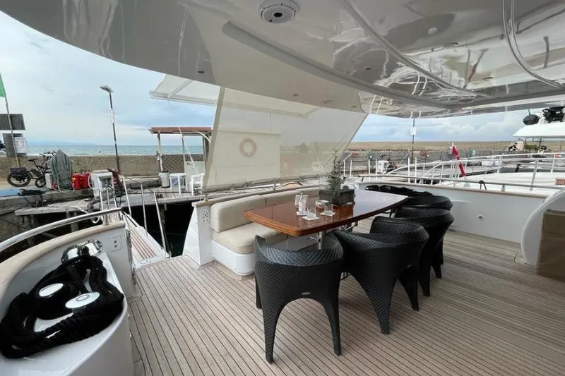  Yacht Photos Pics Luxury deck of 2010 Maiora MAIORA 27 yacht with elegant seating and ocean view.
