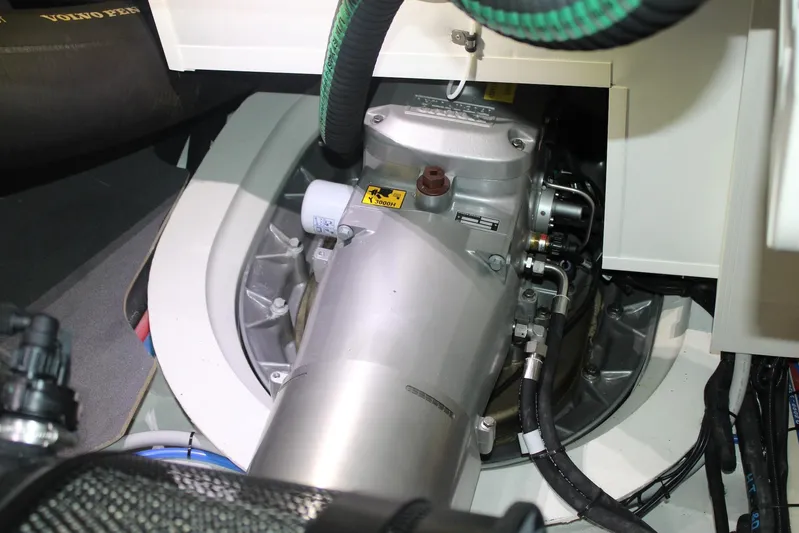  Yacht Photos Pics Engine compartment of 2025 Absolute NAVETTA 70 yacht, featuring advanced mechanical components.