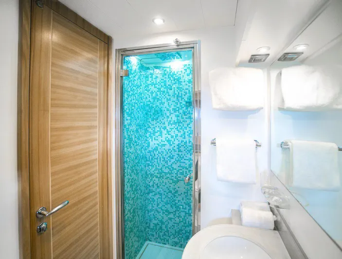  Yacht Photos Pics Luxurious bathroom on 2008 Dalla Pieta 80 yacht with modern shower and elegant fixtures.