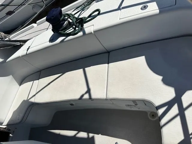 Junebug Yacht Photos Pics Deck of a 2008 Catalina 350 MkII sailboat with rope.