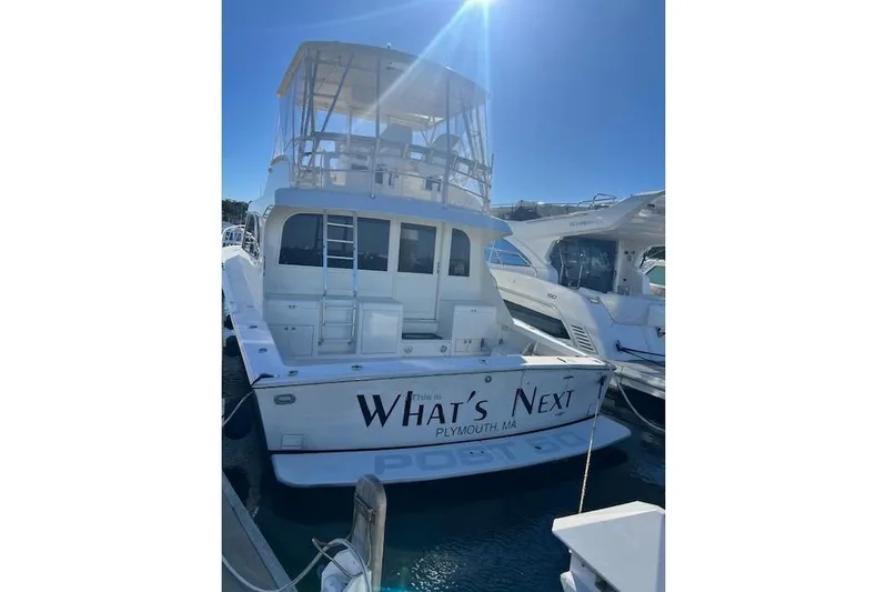 What's Next Yacht Photos Pics 1995 Post 50 Convertible yacht named "What's Next" docked in Plymouth, MA.
