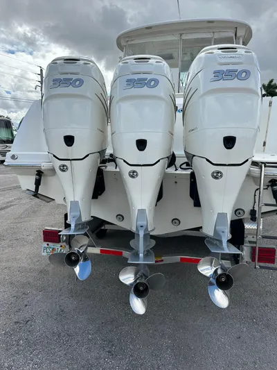  Yacht Photos Pics 2019 Boston Whaler 345 Conquest with triple 350 horsepower engines.
