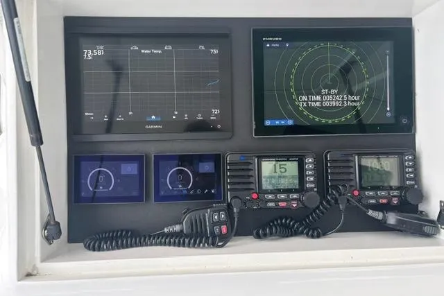 Sea Hag Yacht Photos Pics Control panel of a 2008 Blackwell Custom Carolina 61 Carolina Custom boat.